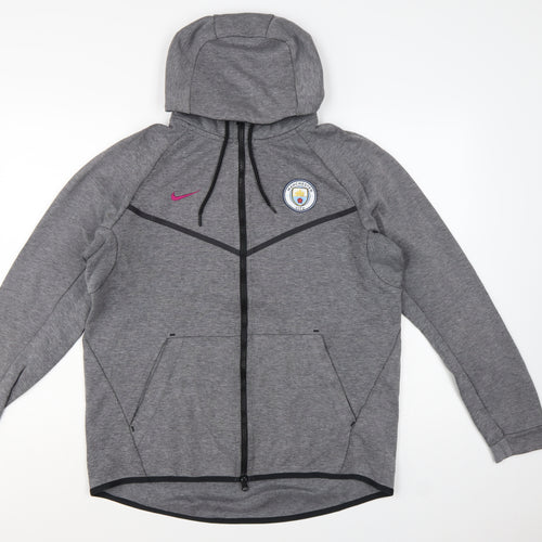 Nike Mens Grey Full Zip Hoodie L Manchester City Football Top