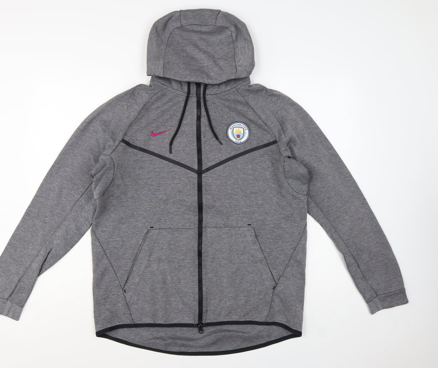 Nike Mens Grey Full Zip Hoodie L Manchester City Football Top