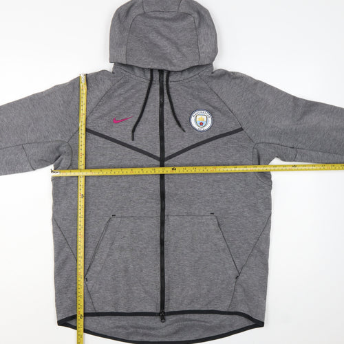 Nike Mens Grey Full Zip Hoodie L Manchester City Football Top