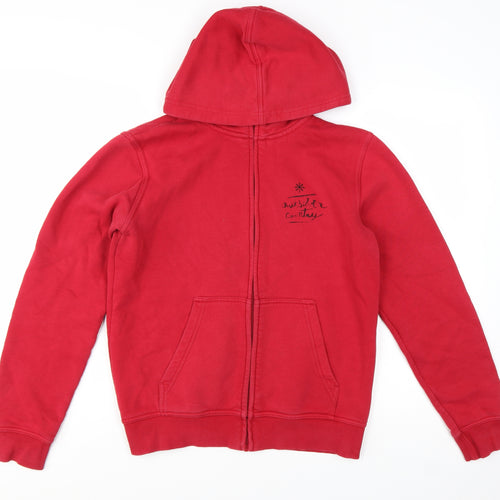 Quiksilver Teens Red Full Zip Hoodie Graphic Skull 16 Regular Fit