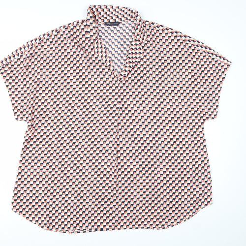 Marks and Spencer Women's Multicoloured Geometric Collared Blouse Size 20