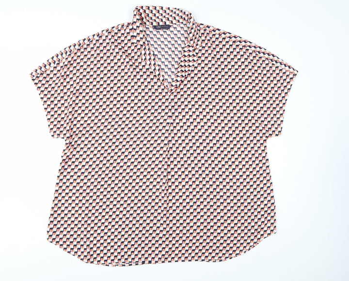 Marks and Spencer Women's Multicoloured Geometric Collared Blouse Size 20