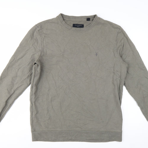 AllSaints Men's Grey Cotton Crew Neck Sweatshirt Medium