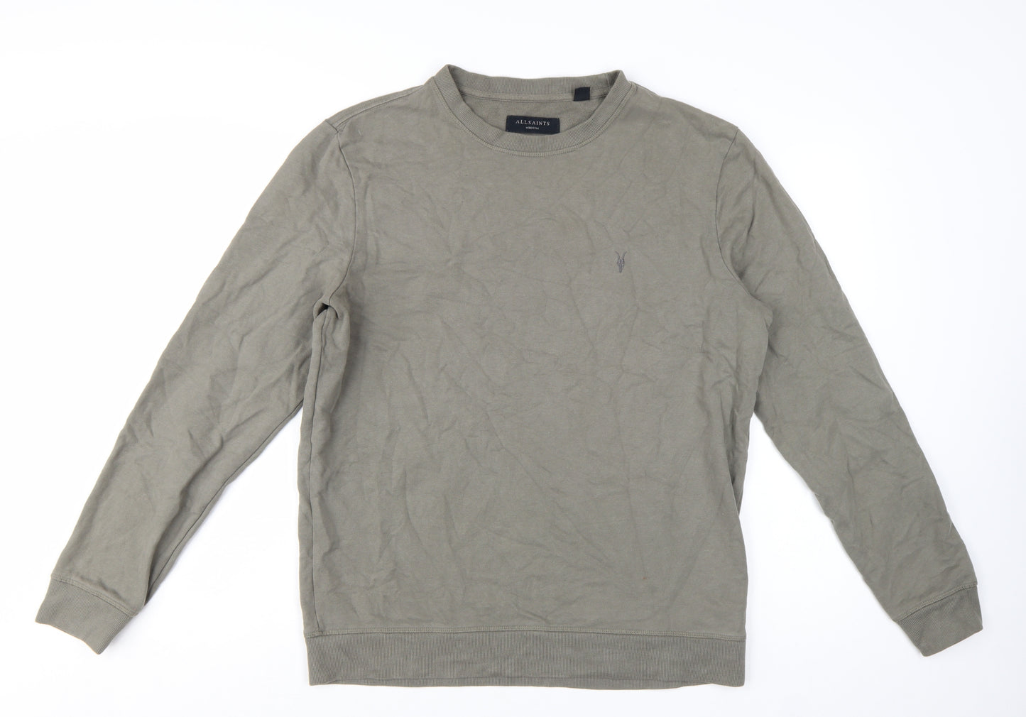 AllSaints Men's Grey Cotton Crew Neck Sweatshirt Medium