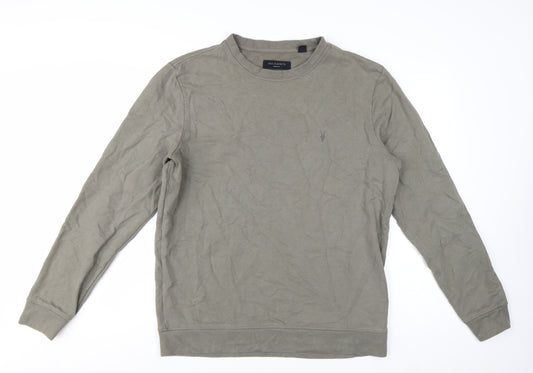 AllSaints Men's Grey Cotton Crew Neck Sweatshirt Medium