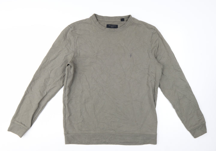 AllSaints Men's Grey Cotton Crew Neck Sweatshirt Medium