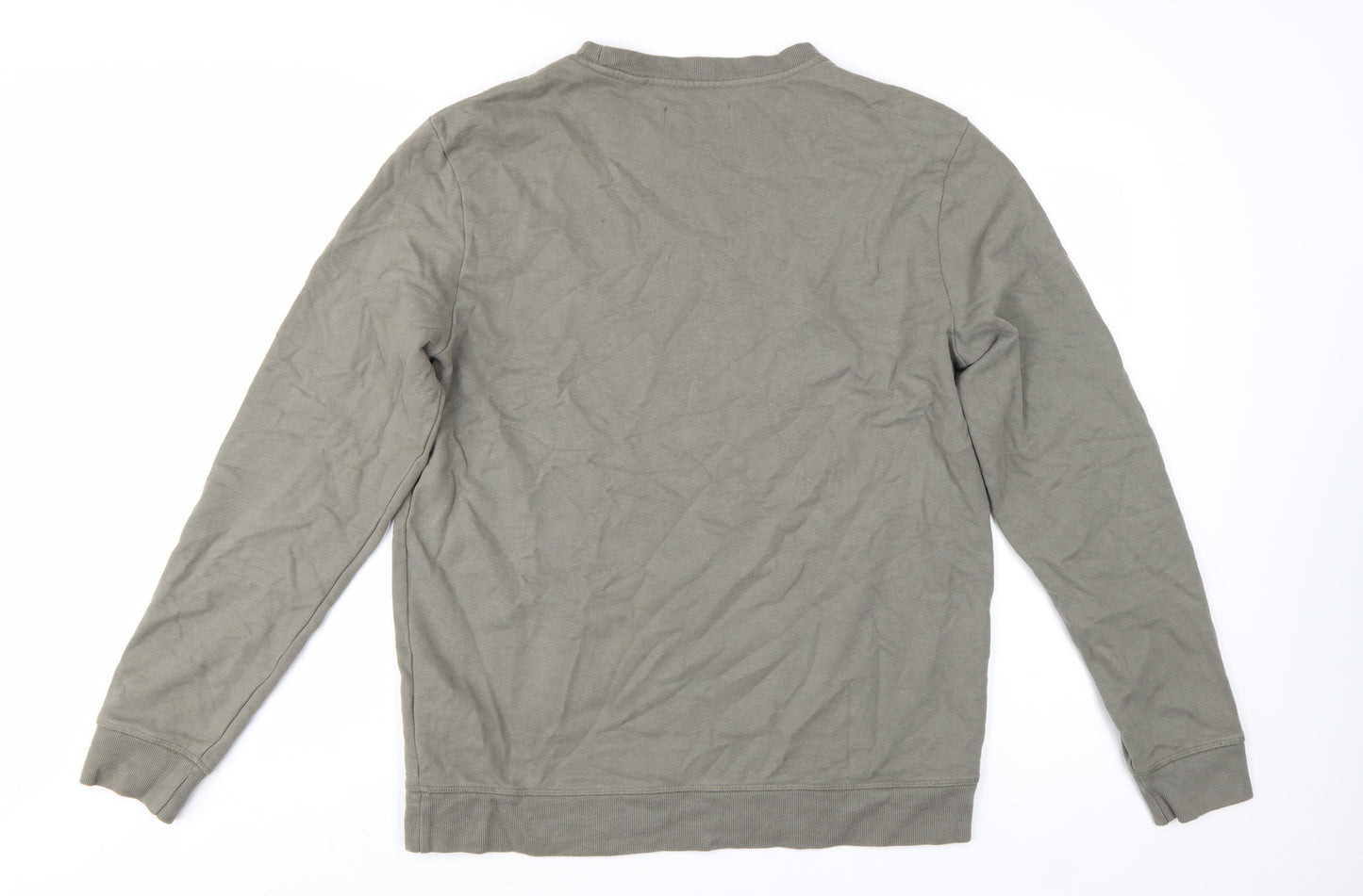 AllSaints Men's Grey Cotton Crew Neck Sweatshirt Medium
