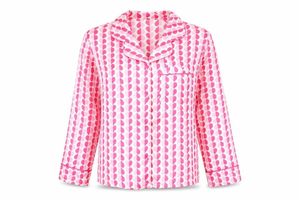 Boohoo Womens Pink Geometric Satin Pyjama Shirt Top UK 12