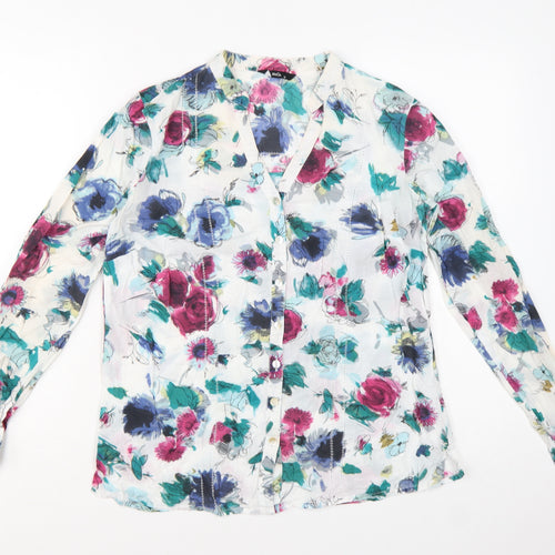 M&Co Women's Multicoloured Floral Cotton Blouse Size 10