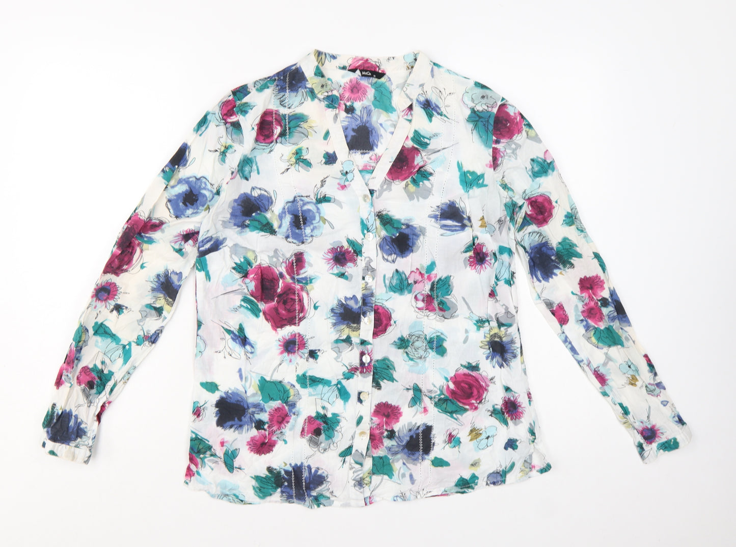 M&Co Women's Multicoloured Floral Cotton Blouse Size 10