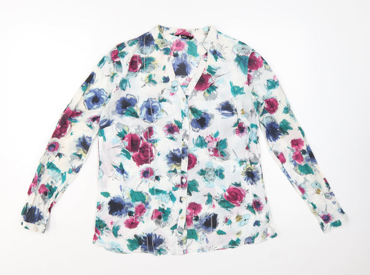 M&Co Women's Multicoloured Floral Cotton Blouse Size 10