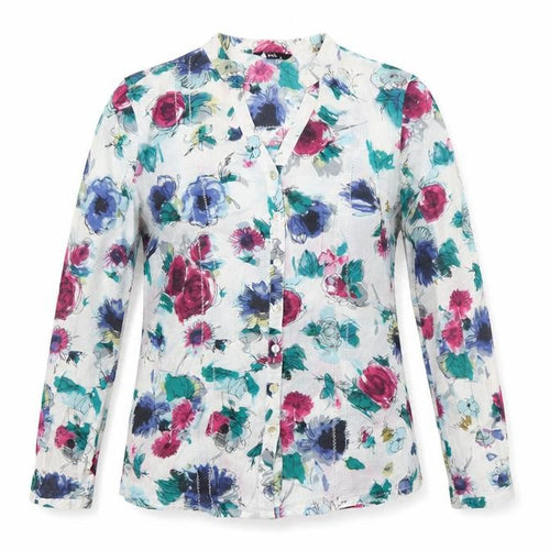 M&Co Women's Multicoloured Floral Cotton Blouse Size 10