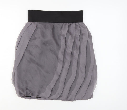 Zara Basic Women Grey Knee Length Bubble Hem Skirt Size 12