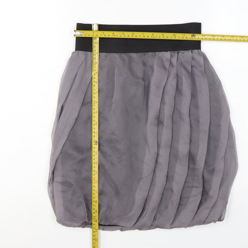 Zara Basic Women Grey Knee Length Bubble Hem Skirt Size 12