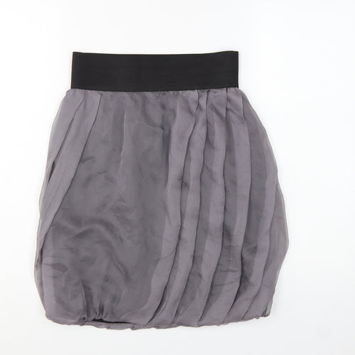 Zara Basic Women Grey Knee Length Bubble Hem Skirt Size 12