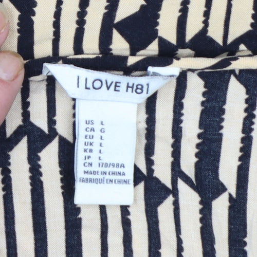 I Love H81 Women's Beige Geometric Tunic Blouse Size L