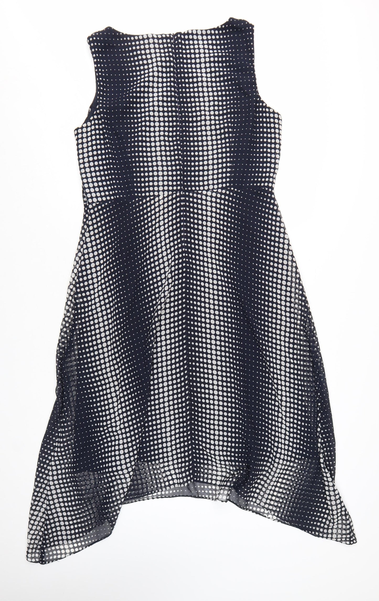 Wallis Women Blue Polka Dot Hi-Low A-Line Dress Size 14