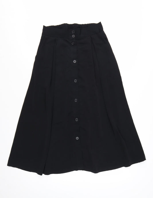 Monki Women's Black A-Line Midi Button Front Skirt Size S