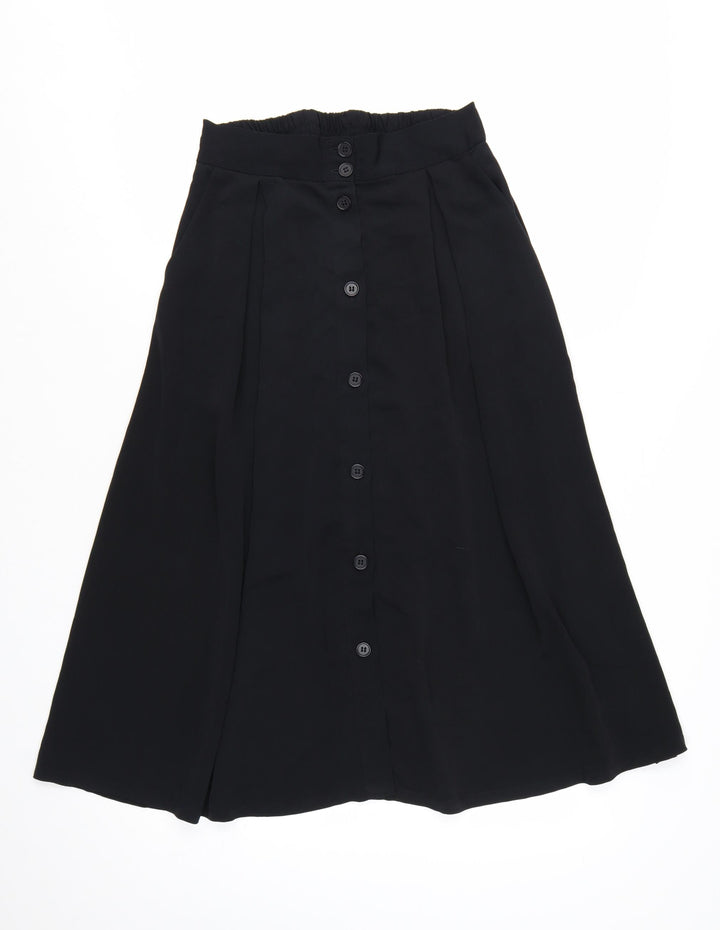 Monki Women's Black A-Line Midi Button Front Skirt Size S