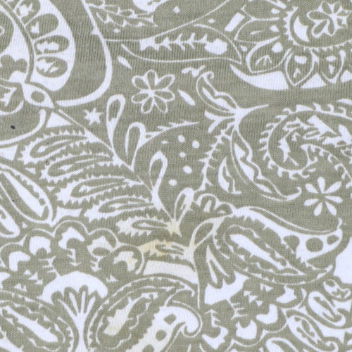 Damart Women's Green Paisley A-Line Knee Length Cotton Dress Size 16