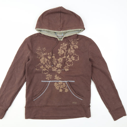 Fat Face Womens Brown Floral Pullover Hoodie Size 10 Cotton Blend
