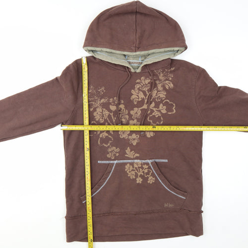 Fat Face Womens Brown Floral Pullover Hoodie Size 10 Cotton Blend