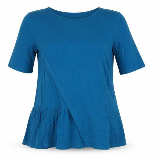 Next Women Blue Tunic T-Shirt Size 12 Short Sleeve Ruffle Hem