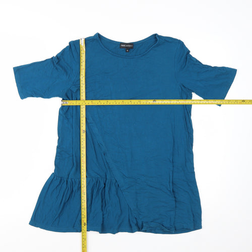 Next Women Blue Tunic T-Shirt Size 12 Short Sleeve Ruffle Hem