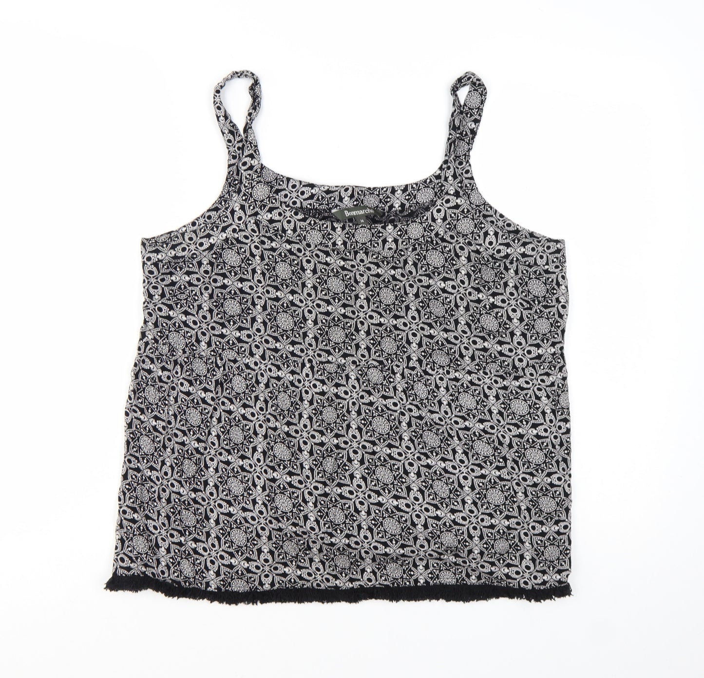 Bonmarché Womens Black Geometric Camisole Tank Top Size 14