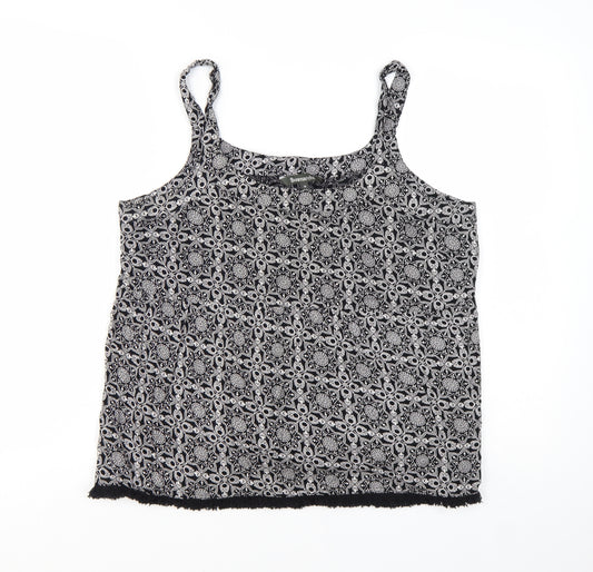 Bonmarché Womens Black Geometric Camisole Tank Top Size 14