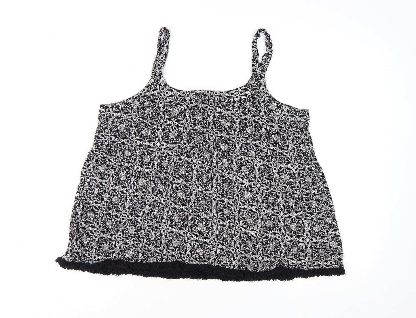 Bonmarché Womens Black Geometric Camisole Tank Top Size 14
