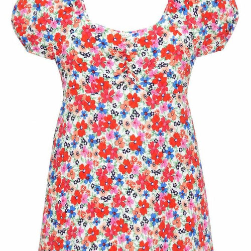Papaya Women’s Multicoloured Floral Short Puff Sleeve A-Line Dress Size 16