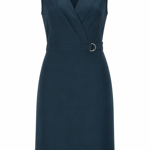 H&M Women Green Sleeveless Wrap Dress Belted Size S