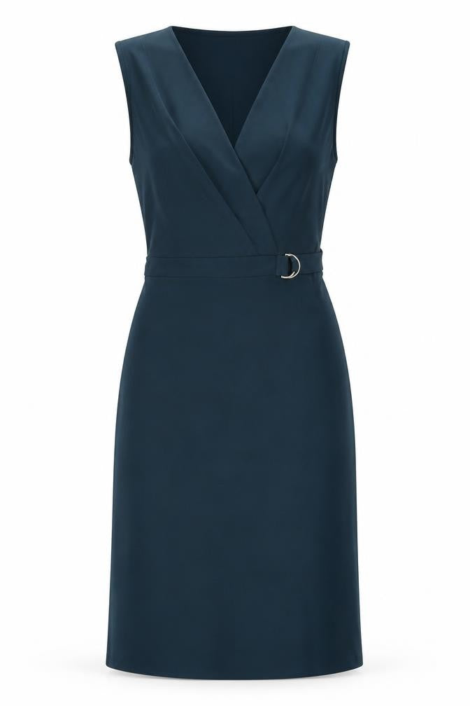 H&M Women Green Sleeveless Wrap Dress Belted Size S