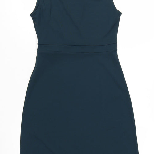 H&M Women Green Sleeveless Wrap Dress Belted Size S