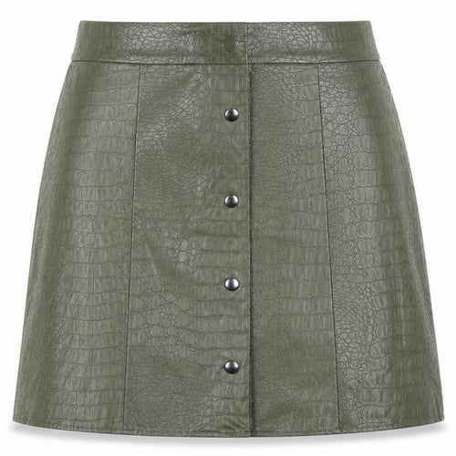 George Women's Green Faux Leather Croc Button Short Skirt Size 16
