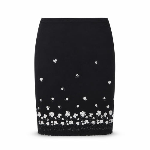 New Look Women Black Size 14 Embroidered Pencil Skirt