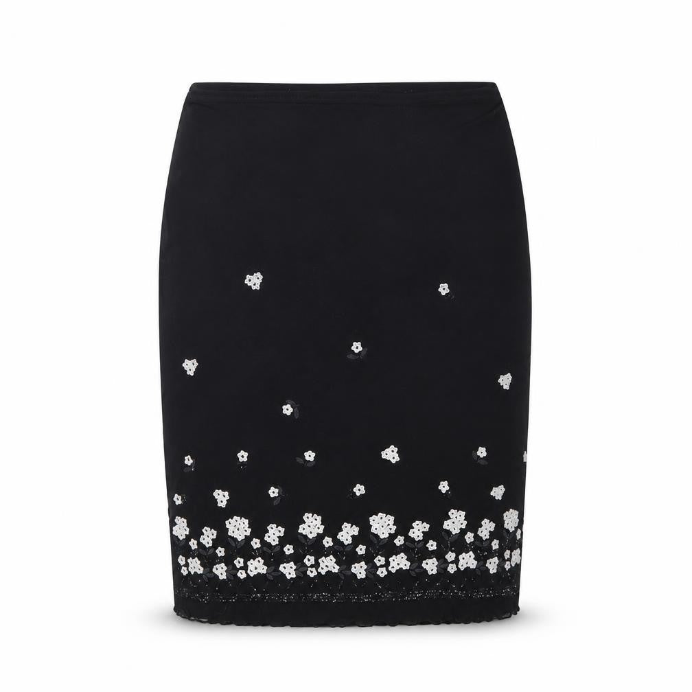 New Look Women Black Size 14 Embroidered Pencil Skirt