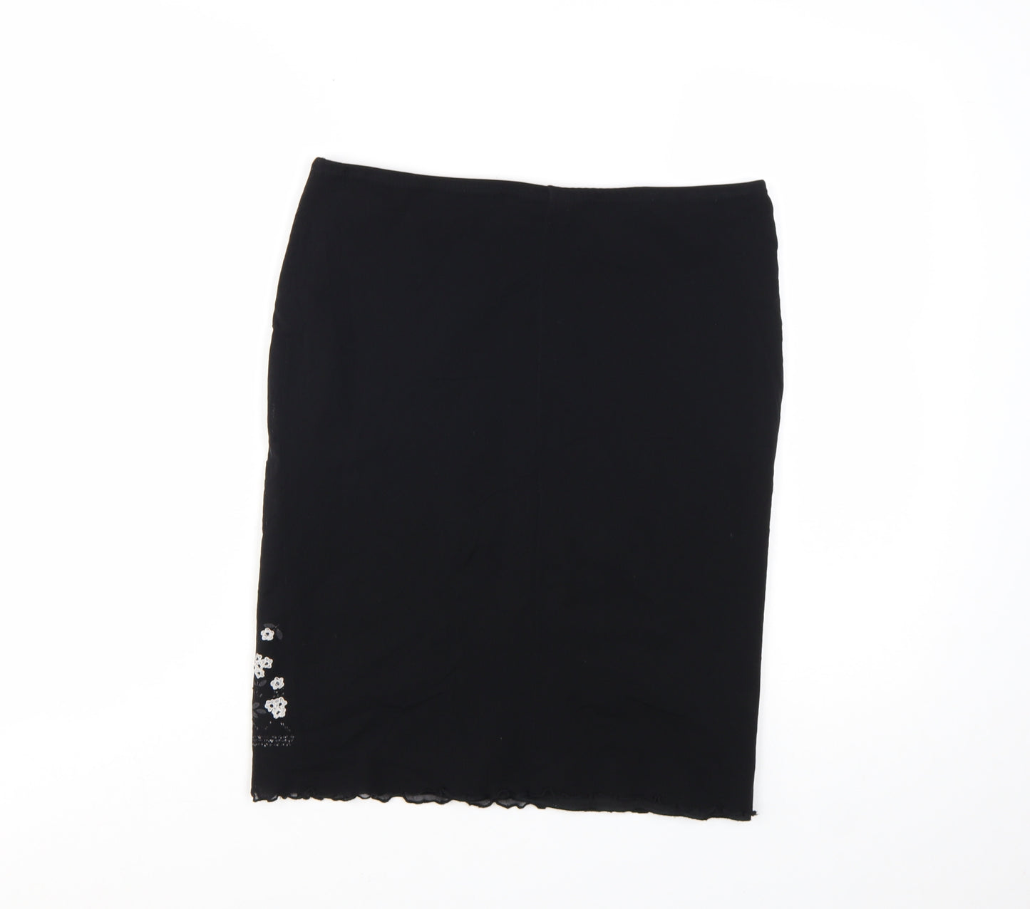 New Look Women Black Size 14 Embroidered Pencil Skirt