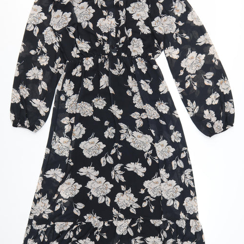 Giulia Rosi Womens Black Floral Midi Fit & Flare Dress M