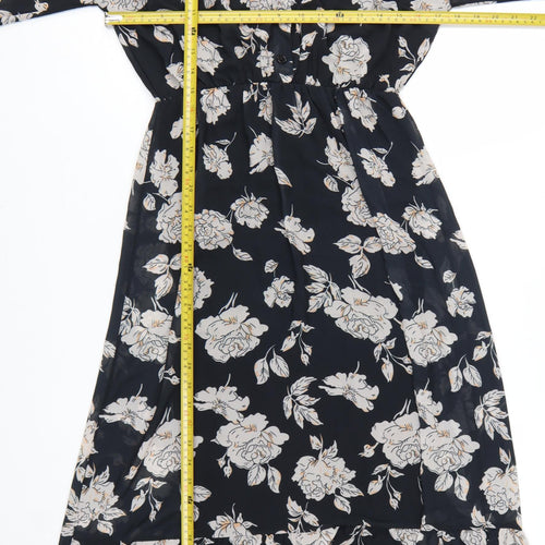 Giulia Rosi Womens Black Floral Midi Fit & Flare Dress M