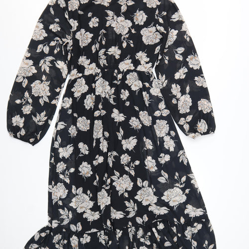 Giulia Rosi Womens Black Floral Midi Fit & Flare Dress M