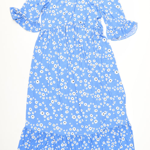ASOS Women’s Blue Floral Midi Fit & Flare Dress Size 12