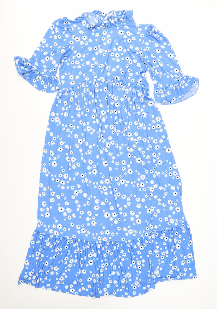 ASOS Women’s Blue Floral Midi Fit & Flare Dress Size 12
