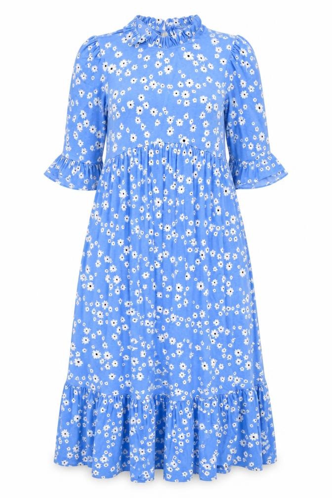 ASOS Women’s Blue Floral Midi Fit & Flare Dress Size 12