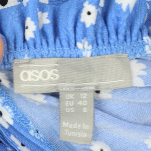 ASOS Women’s Blue Floral Midi Fit & Flare Dress Size 12