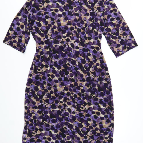 Connected Apparel Women’s Purple Polka Dot Sheath Dress Size 12