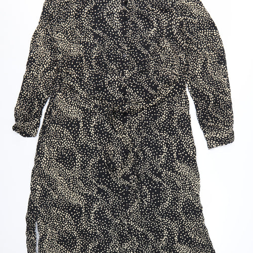 Albaray Women's Black Polka Dot Midi Shirt Dress Size 16