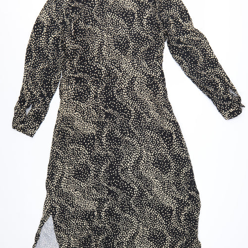 Albaray Women's Black Polka Dot Midi Shirt Dress Size 16