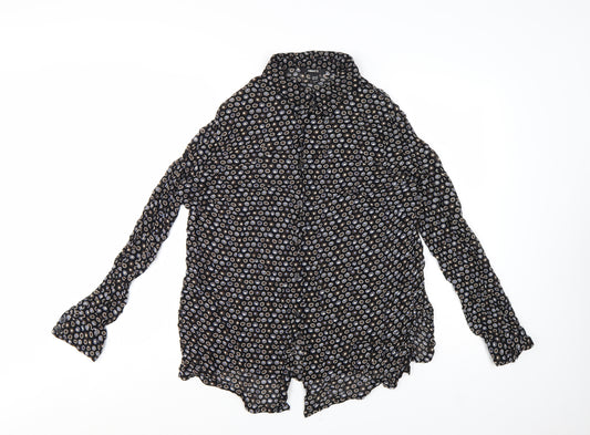 H&M Women’s Black Geometric Button-Up Shirt Size 14